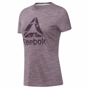 Reebok Training Essentials Marble Logo T Shirt Damen - HellLila - DE 640-BVZ